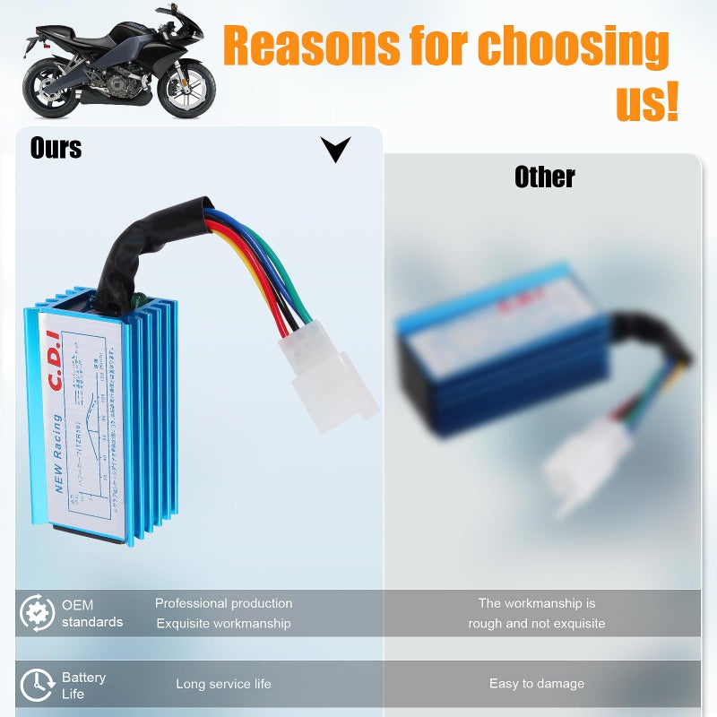 QAZAKY Racing 5 Pins AC CDI Box for GY6 50cc - 70cc 90cc 110cc 125cc 150cc Scooter 4-Stroke Engine ATV Go Kart Moped Quad Pit Dirt Mini Pocket Bike Chopper XR50 CRF50 139QMB 152QMI 157QMJ 5 Pin - Image 5